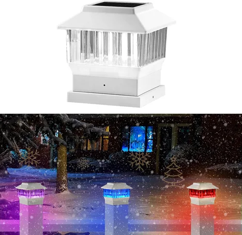 Miniatura 20 de Luces para postes de valla, 25 lúmenes, luz solar para postes de madera, se adapta a postes de madera de 4 x 4 o más grandes con base de 4 x 6, luz