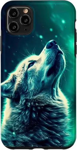 Miniatura 13 de Howling Wolf in Night Green Northern Lights Wolves Dog Lover Case for iPhone 16