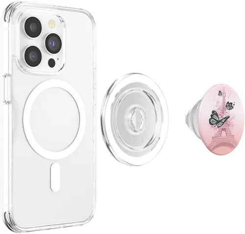 Miniatura 4 de París Francia Torre Eiffel mariposa rosa para niñas PopSockets PopGrip: agarre intercambiable para teléfonos y tabletas PopSockets MagSafe PopGrip