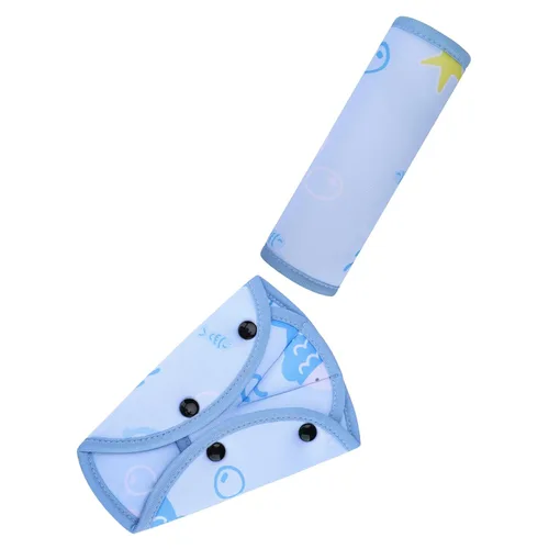 Miniatura 9 de COOLBEBE Juego de almohadillas de asiento para niños, cómodo cojín para hombros y vientre, funda universal para correa de asiento para refuerzo, Rosa