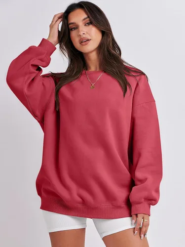 Miniatura 5 de ANRABESS Sudaderas de gran tamaño con capucha para mujer, cuello redondo, sin botones, ropa casual de otoño, ropa de preparación, adolescentes