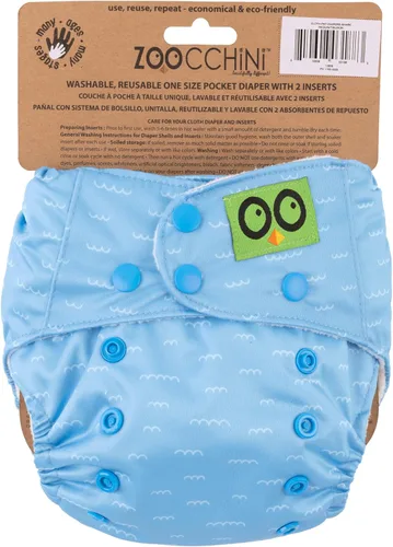 Miniatura 3 de ZOOCCHINI Pañal de bolsillo reutilizable para bebé/niño pequeño con 2 insertos (Sherman The Shark)