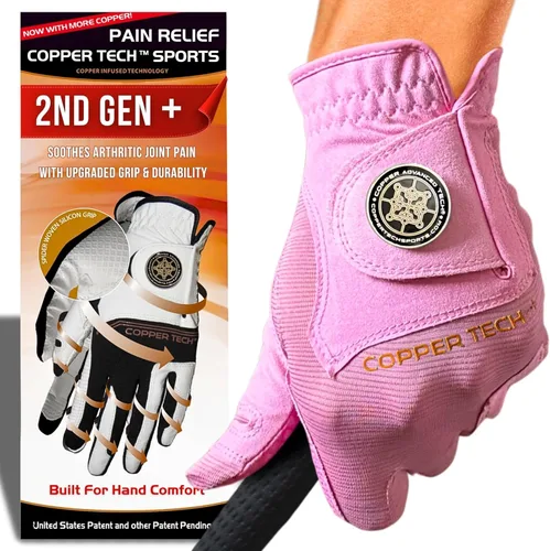 Miniatura 8 de Copper Tech Plus Ladies Golf Gloves Women (2nd Gen) Copper Compression Joint Support with Flexible & Comfortable Fit Tacky Silicone Pad
