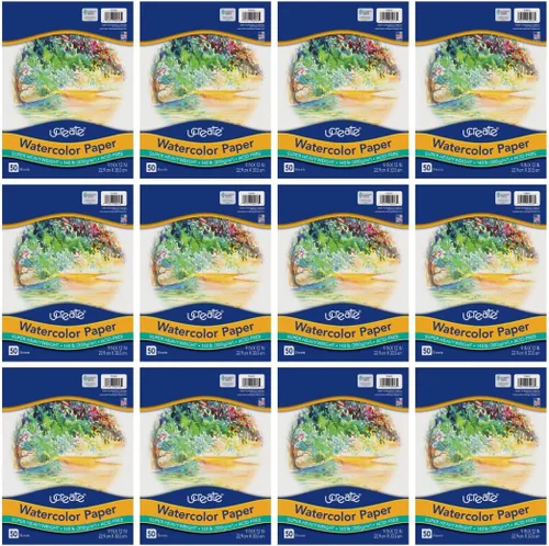 Miniatura 9 de UCreate Papel de acuarela, blanco, paquete, 140 lb., 9" x 12", 50 hojas