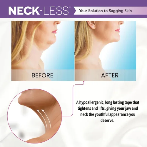 Miniatura 3 de Cinta facial profesional NECK-LESS - Sistema patentado de estiramiento facial, tiras invisibles de mejora para mandíbula y cuello (10 tiras)