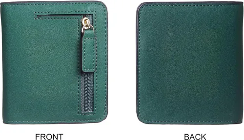 Miniatura 5 de Gostwo - Cartera compacta de piel genuina de lujo para mujer con bloqueo de RFID y ventana de identificación
