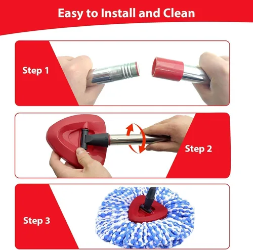 Miniatura 3 de Cabezal de repuesto para mopa giratoria pequeña compatible con O-Cedar RinseClean 2 tanques, base de mango de cabezal de repuesto para trapeador, 2