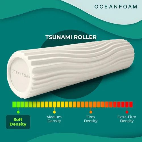 Miniatura 4 de Oceanfoam Rodillo de tsunami (natural), rodillo de espuma suave y texturizado para terapia física, dolor de espalda, ejercicio y estiramiento