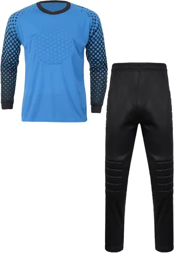Miniatura 2 de TiaoBug Conjunto de camiseta y pantalones de fútbol acolchados para niños y niños, camisa de portero de manga larga, uniforme de entrenamiento