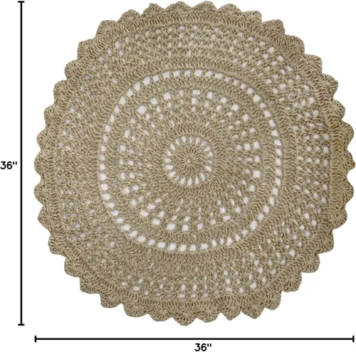 Miniatura 2 de Alfombra de punto de ganchillo tejida a mano, de yute, redonda, de 3 pies, natural, antideslizante, hecha a mano, para cocina, sala de estar