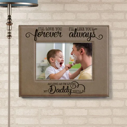 Miniatura 4 de KATE POSH I'll Love You Forever, I'll Like You for Always, as Long as I'm Living My Daddy You'll be. Marco de fotos de cuero bronceado grabado, papá