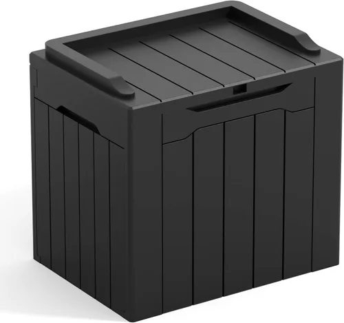 Greesum Caja de resina de 31 galones para todo tipo de clima, cajas de almacenamiento al aire libre para juegos de muebles de patio, juguetes al