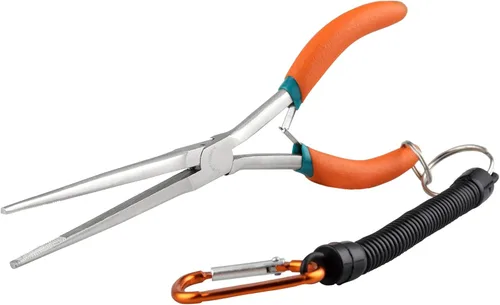 Miniatura 9 de SPEEDWOX Alicates de punta de aguja de largo alcance de 7 pulgadas con dientes, alicates de bucle de alambre de precisión extra largos con cordón