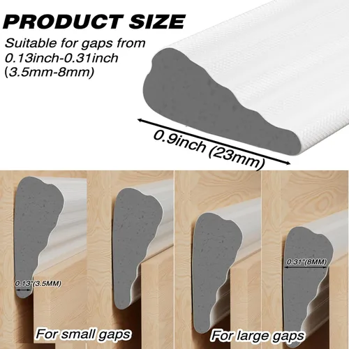 Miniatura 2 de Burletes en Forma de Cuña de 118 Pulgadas para Puertas, Aislamiento de Ventanas y Puertas para Invierno, Cinta Aislante Autoadhesiva para Puerta