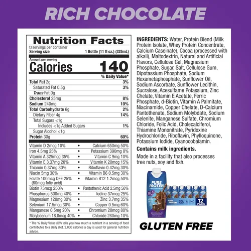 Miniatura 4 de Pure Protein Batido y barras de proteína de chocolate, alto contenido en proteínas, aperitivos nutritivos para apoyar la energía, bajo en azúcar