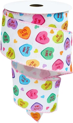Miniatura 8 de JarThenaAMCS Cinta con Borde de Alambre para el Día de San Valentín Cinta de Corazón de Conversación Cinta con Alambre de Corazón de Dulce Cinta