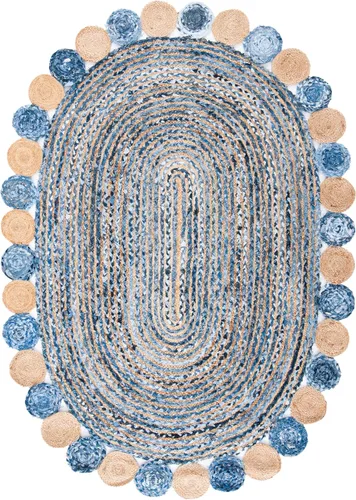 Miniatura 28 de SAFAVIEH Cape Cod Collection - Alfombra decorativa, 4 x 6 pies, beige y multicolor, hecha a mano de yute y algodón, trenzada estilo bohemio, ideal