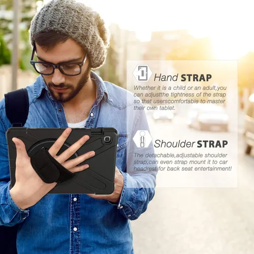 Miniatura 6 de BRAECN Funda para Samsung Galaxy Tab S5e de 10.5 pulgadas 2019, resistente a prueba de golpes con soporte giratorio 360/correa de mano y correa