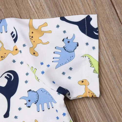Miniatura 66 de Conjunto de camisa de manga corta con botones y pantalones cortos casuales con diseño de flamingo, para bebés y niños de 1 a 6 años, atuendos