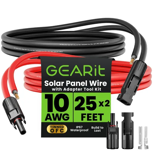 Miniatura 13 de GEARit Cable de extensión de panel solar de calibre 10 de 50 pies cada uno (100 pies en total) con conectores MC4 macho a hembra, kit