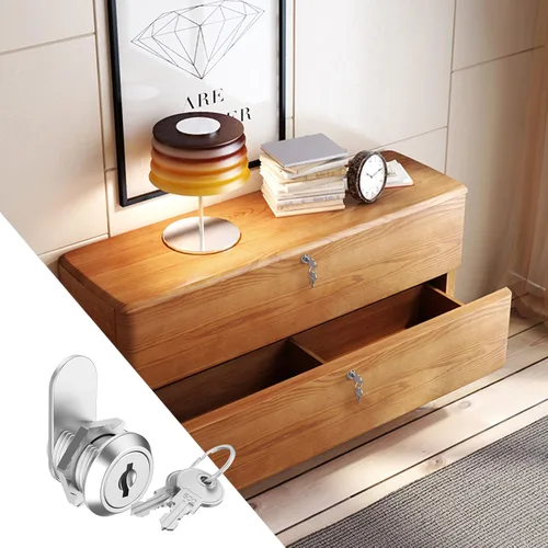Miniatura 4 de 1 paquete de cerraduras de gabinete con llaves, cerradura de leva de 5/8" con llave similar, cerradura de repuesto para cajones seguros, gabinete