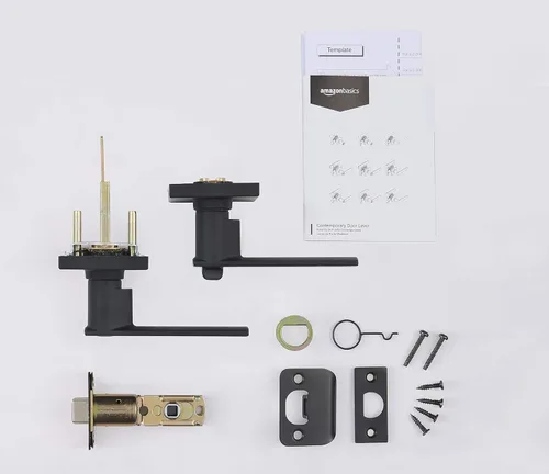 Miniatura 3 de Amazon Basics - Manilla contemporánea de puerta, modelo Stamford, privacidad - Negro mate, paquete de 1