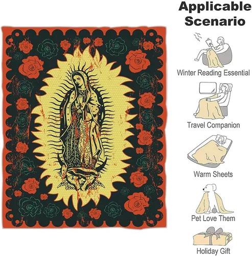 Miniatura 3 de Manta de Virgen María, regalos de Nuestra Señora de Guadalupe, manta cálida y acogedora de franela de microfibra para todas las estaciones, 59 x 79