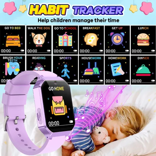 Miniatura 6 de Reloj inteligente para niños de 6 a 12 años, juguetes con 26 juegos, reproductor de música, pantalla táctil HD de 1.69 pulgadas, cámara de video