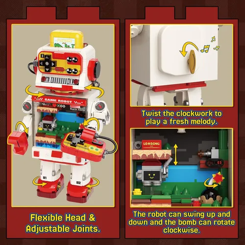 Miniatura 4 de Fantastic Idea Game Robot Juego de bloques de construcción, juguetes de construcción de consola de juegos retro, colección y exhibición