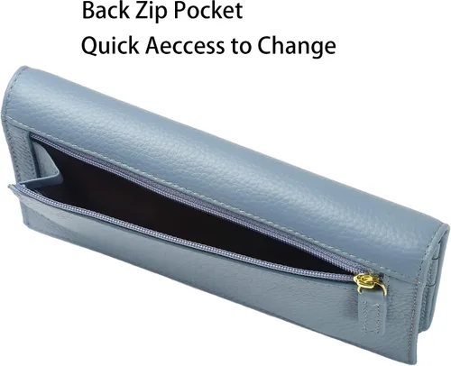 Miniatura 6 de Lavemi Carteras de cuero ultrafinas con bloqueo RFID para tarjetas de crédito plegables para mujeres