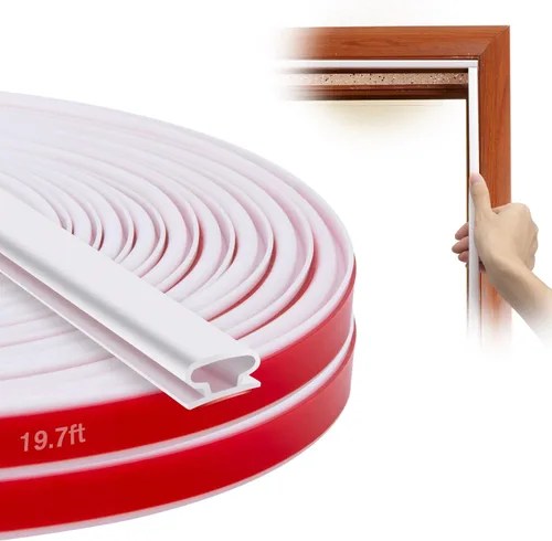 Miniatura 14 de Burletes de Silicona Tira de Sellado para Puertas y Ventanas, 39 pies Tira de Sellado de Ventana Autoadhesiva Impermeable por SUNMON (Blanco)