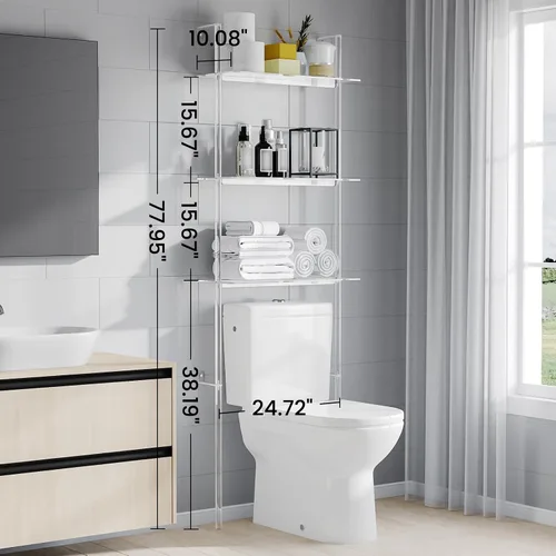 Miniatura 2 de Sumerflos Estante de almacenamiento de acrílico sobre el inodoro, 3 niveles transparente sobre el inodoro, organizador de baño sobre los estantes