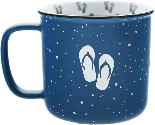 Miniatura 3 de Pavilion Gift Company - Taza de cerámica de 18 onzas, color azul con acabado moteado, taza de café duradera de pared gruesa estilo campamento, taza