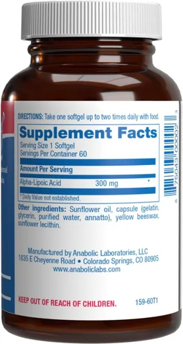 Miniatura 3 de Ácido alfa lipoico 300 mg – Fórmula clínica ALA Suplemento para hígado ojo cerebro mitocondrias energía antioxidante y apoyo nervioso – Cápsulas