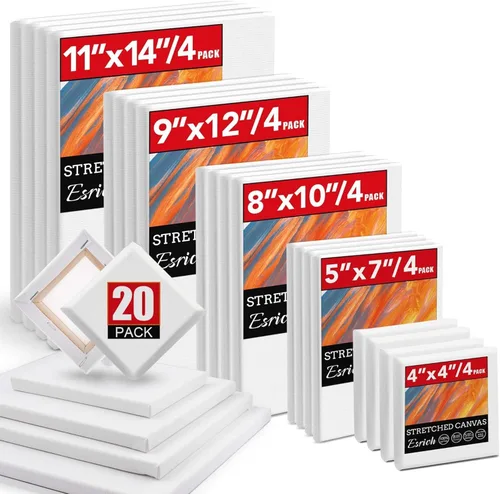 Miniatura 19 de ESRICH Paquete de 40 lienzos entelados para pintar de 8x10, lienzos en blanco para pintar - Algodón imprimado, lienzos de arte para pintura al óleo