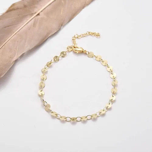 Miniatura 6 de DeScount - Pulsera de cadena de elegante oro para mujer, pulseras de cadena individual o en capas, con eslabón de dije de corazón, karma, triángulo