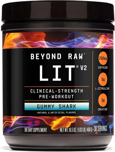 Miniatura 10 de BEYOND RAW LIT V2 - Polvo de entrenamiento de fuerza clínica, golpea más duro, bombas más grandes, cafeína, L-citrulina, creatina, frambuesa azul