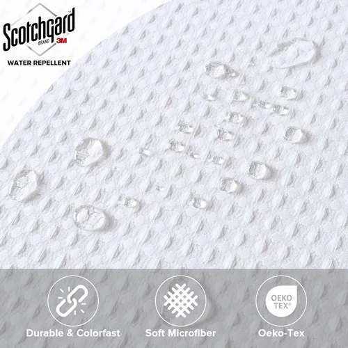 Miniatura 2 de Madison Park Cortina de ducha con tejido de gofre, teñido vibrante, cortina de ducha de punto gofre 3M Scotchgard para gestión de la humedad, Blanco