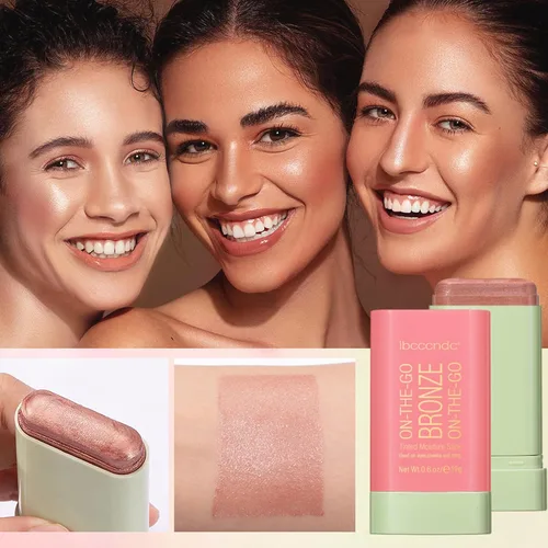 Miniatura 7 de Barra de contorno de crema, barra bronceadora con brillo facial, resaltador de brillo natural mezclable, barra hidratante sólida teñida multiusos
