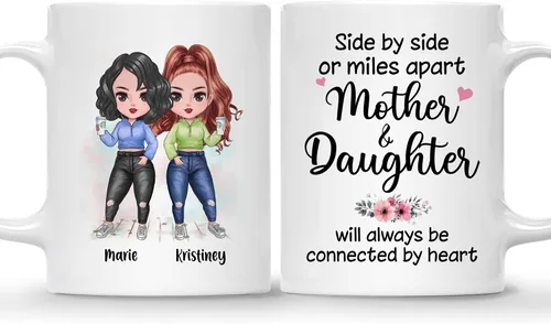 Miniatura 10 de Gossby Taza personalizada para madre y 1 hija, como madre como hija, regalos para madre, mejores tazas de café para madre, taza personalizada