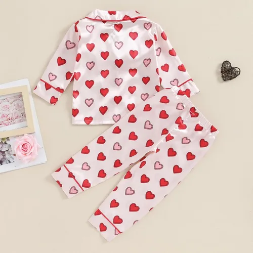 Miniatura 14 de Conjunto de pijama de manga larga con botones para niña pequeña, conjunto de ropa de dormir