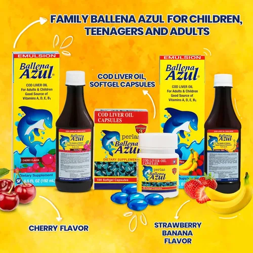 Miniatura 3 de Ballena Azul Aceite de Hígado de Bacalao para Adultos y Niños, Aceite de Hígado de Bacalao para Adultos y Niños, Buena Fuente de Vitaminas A, D, E