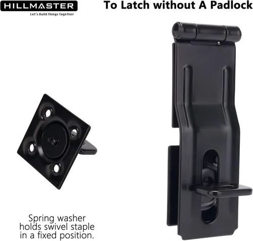 Miniatura 6 de HILLMASTER Cerrojos de seguridad con grapas giratorias, pestillo de puerta de puerta de 4-1/2 pulgadas con perilla giratoria, cerradura de cierre