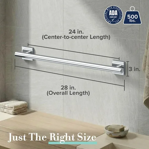 Miniatura 2 de Gatco 944 Elevate Barra de Agarre de 24" L, Cromo/Barra de Agarre de Seguridad de Acero Inoxidable Compatible con ADA para Baño