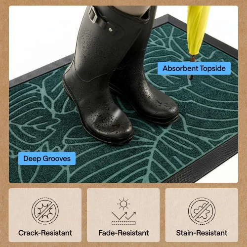 Miniatura 5 de Gorilla Grip WeatherMax - Tapete para todas las estaciones 100% impermeable, 23 x 35 pulgadas, goma natural duradera, resistente a manchas y Verde