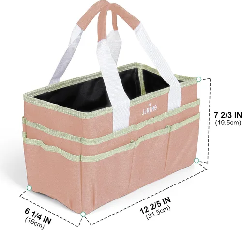 Miniatura 3 de JJRING Bolsa organizadora de manualidades, organizador de arte con múltiples bolsillos, bolsa de costura beige para arte, manualidades, álbumes