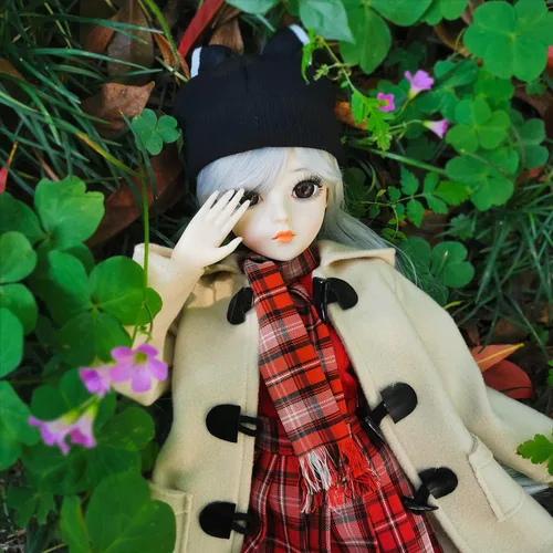 Miniatura 5 de Muñeca BJD de 1/3, 22 articulaciones movibles, juego completo con abrigo beige y traje a cuadros 24 pulgadas SD muñeca, seguro para niños de 6 años