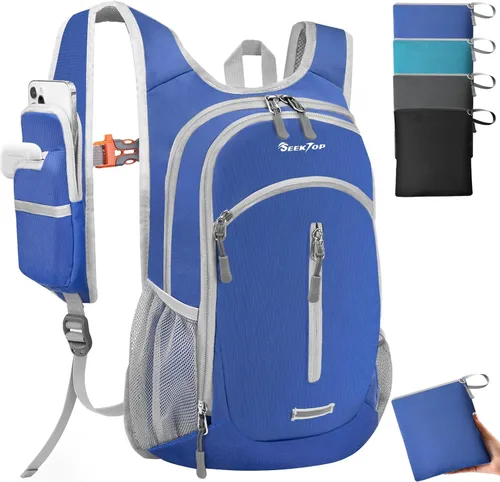 Seektop Mochila de senderismo pequeña de 15 L para viajes, impermeable, ligera, bolsa de senderismo para mujeres y hombres Azul marino