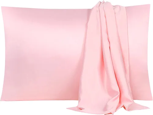 Miniatura 25 de uxcell Paquete de 2 fundas de almohada de satén de seda para cabello y piel, frescas, sedosas, suaves y transpirables, tamaño estándar de 20 x 26