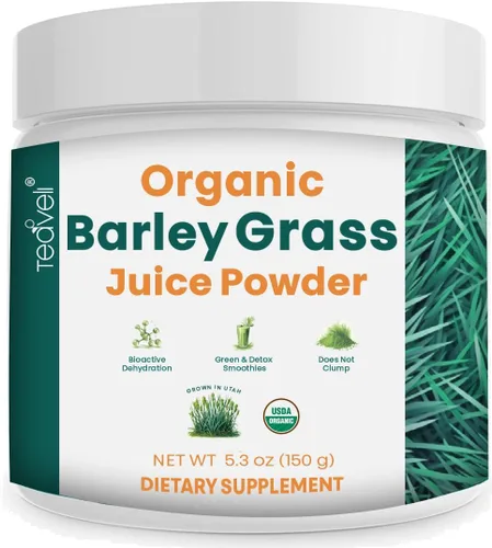 Miniatura 8 de Teaveli Polvo de jugo de hierba de cebada orgánica, extracto de jugo de hierba de cebada cultivado en Utah para desintoxicación, complementa el jugo